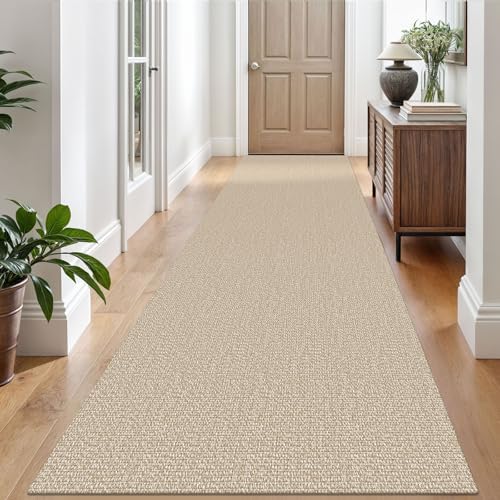 EARTHALL Washable Runner Rug, Non Slip Hallway Runner, 3x10 Ft, Sand/Beige
