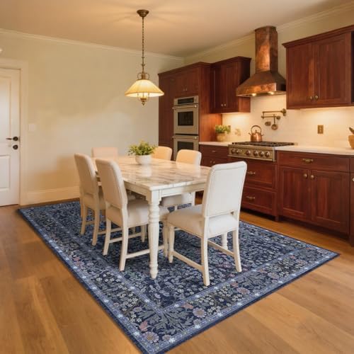 4x6 Area Rug for Bedroom Washable Carpet (Blue)