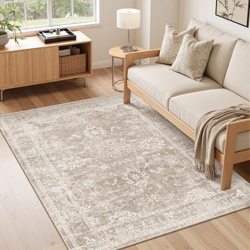 Madane 3x5 Area Rugs for Entryway, Washable Neutral Soft Rugs Brown/Sand