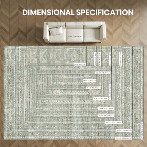 Runner Rug 2x5 Washable Runners for Hallways, Kitchen Runner Entryway Green