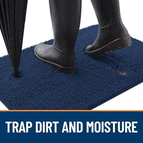 OLANLY Dog Door Mat for Muddy Paws 40x24, Super Absorbent Chenille Mud Mat