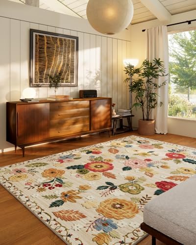 Washable Living Room Area Rug: 5x7 Rugs for Bedroom Non Slip Large Carpet