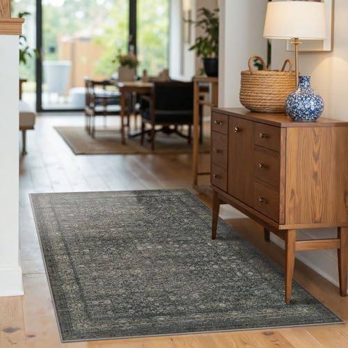 Rugxara 3x5 Entryway Rug,Moss Green Vintage Boho Bedroom Area Rug