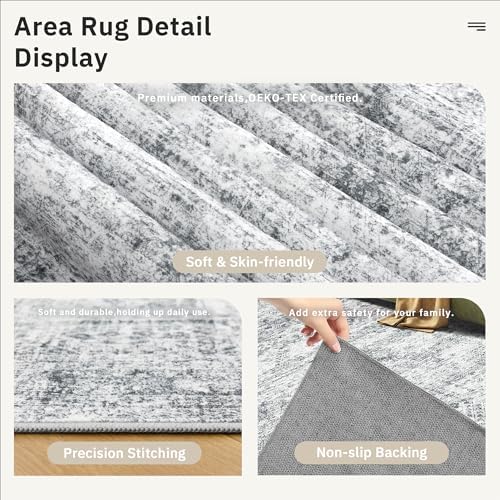 Soalmost Washable Hallway Runner Rug 3x20 Kitchen Entry Rugs Non-Slip, Grey