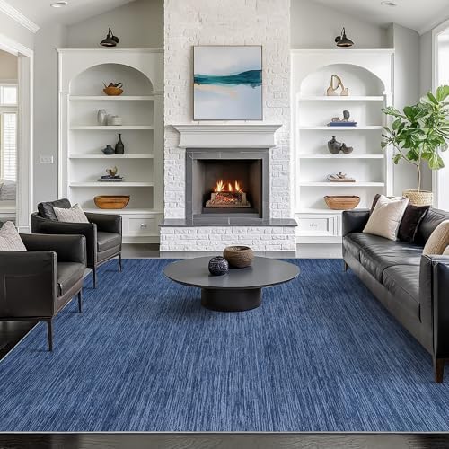 Valenrug 8x10 Area Rugs for Living Room, Large Washable Rug Non Slip Navy