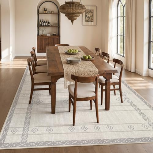 cotiled 6x9 Area Rugs for Living Room: Boho Washable Rug for Dining Room
