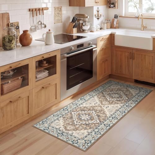Lofus 2x5 Hallway Kitchen Washable Runner Rug, Boho Entry Long Carpet Brown