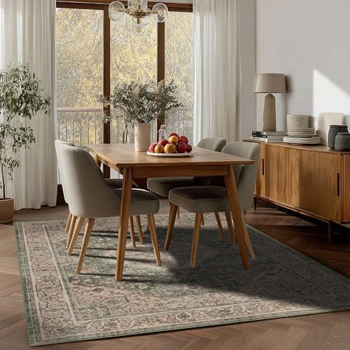 Ruaruarug Washable Area Rug 4×6 for Living Room, Ultra Soft, Celadon