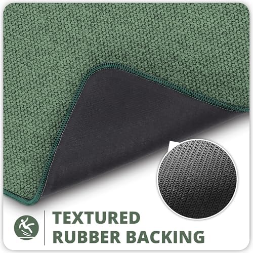 Bosap Bath Mat,Ultra Thin Bathroom Runner Rugs,Large Bath Mats for Bathroom,Quick Dry,Non-Slip,Machine Washable,Low Pile,Bath Rug,Shower Outside,Sink,Home Decor Accessories.Green,2'x6'(24x72inch)