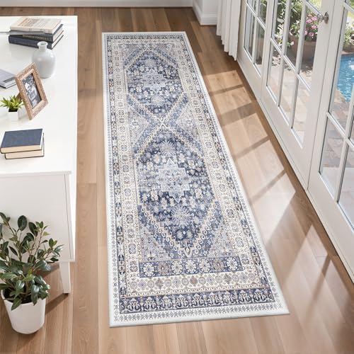 zesthome 2x5 Rug Runners for Hallways Non Slip,Kitchen Rugs,Blue