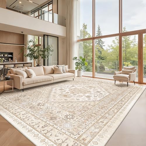 zesthome 12x15 Area Rugs for Living Room,Large Washable Rug,Beige