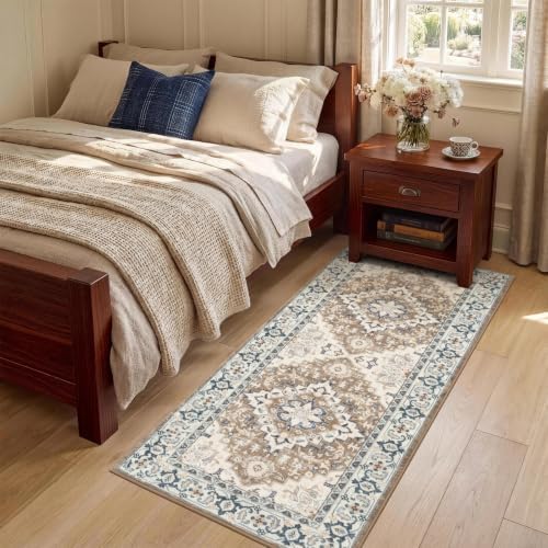 Lofus 2x5 Hallway Kitchen Washable Runner Rug, Boho Entry Long Carpet Brown