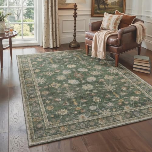Bavni 6X9 Living Room Area Rug, Boho Floral Vines Washable Non Slip
