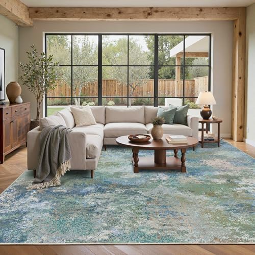 BEIMO 7'6"x9'6" Area Rugs for Bedroom, Blue Green Washable Abstract Rug