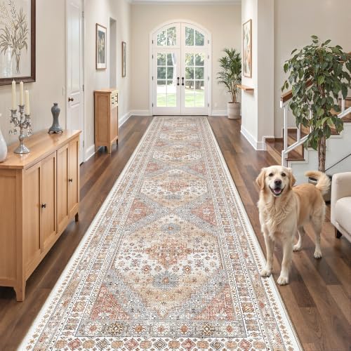 zesthome 3x14 Runner Rug Non Slip,Washable Hallway Runner Rug,Orange