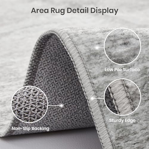 Valenrug 9x12 Area Rug Non Slip, Large Washable Rugs for Living Room Grey