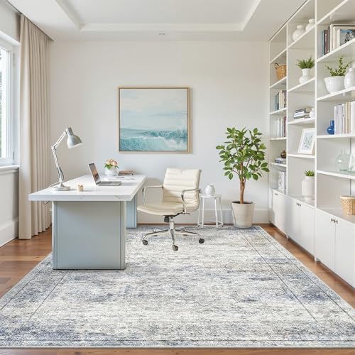 5x7 Area Rugs for Living Room,Large Washable Rug,Blue