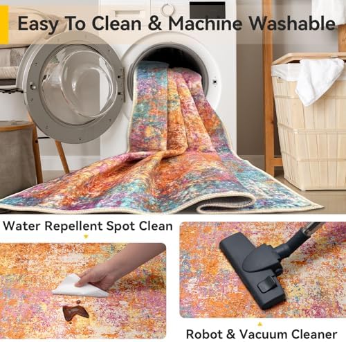 RELEANY Washable 8'x10' Abstract Area Rug for Living Room Starlight