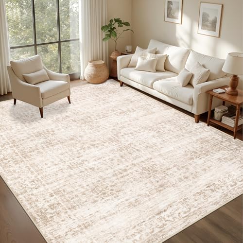 4x6 Area Rugs Living Room: Washable Rug for Bedroom Beige Brown