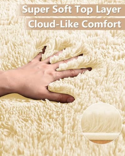 Smiry Round Area Rugs for Living Room Bedroom 2x2 ft, Fluffy Carpet