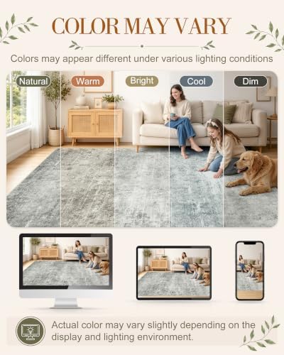 OLANLY 9x12 Washable Area Rug, Soft Non Slip Carpet for Bedroom Living Room