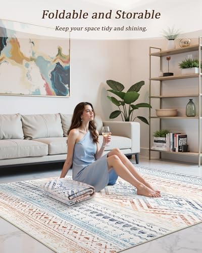 Miukiki 6x9 Area Rug Washable Non Slip Rug for Living Room Multi