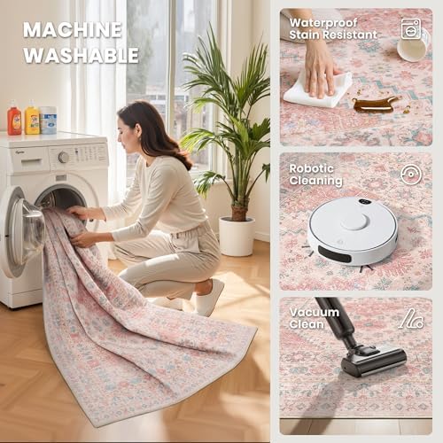 zesthome Pink Rugs for Bedroom-8x10 Area Rugs for Living Room,Girls Room