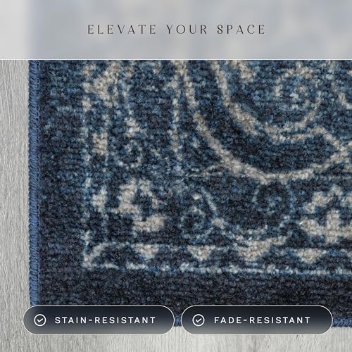Maples Rugs Pelham Vintage Medallion Area Rugs, 1'8 x 2'10, Navy/Grey