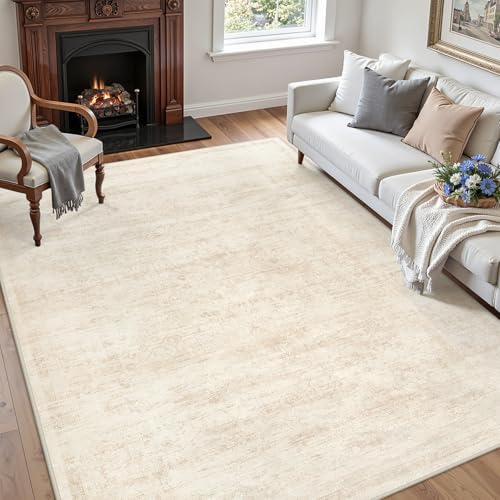 6x6 Area Rugs Living Room: Bedroom Washable Carpet Retro Beige