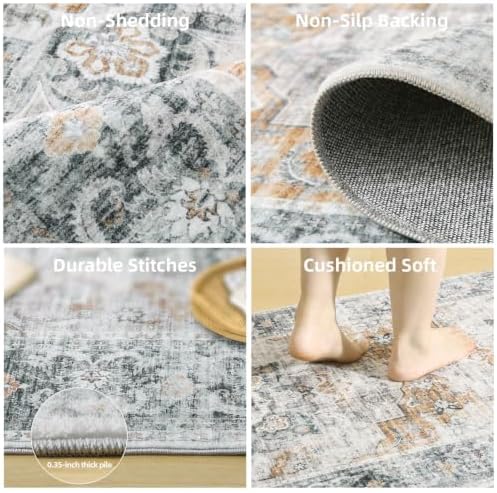 6x9 Area Rugs for Living Room: Washable Bedroom Rug Non Slip Large Carpet