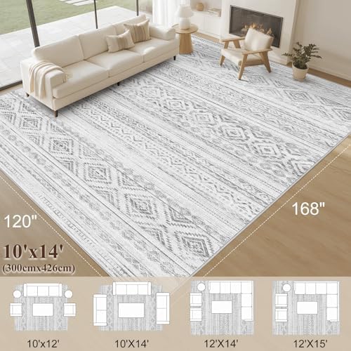 cotiled Boho 10x14 Area Rug for Living Room: Large Moroccan Washable Rug