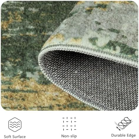 6x9 Area Rugs - Modern Abstract Washable Rug, Ultra Soft Non Slip Low Pile Large Rugs for Living Room, Floor Carpet for Bedroom Dining Room Office Laundry Nursery Home(Green)