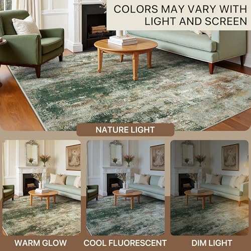 BEIMO 6x9 Area Rugs for Bedroom, Green Brown Washable Abstract Non Slip Rug