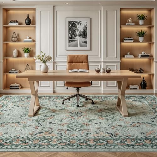 5x7 Area Rugs for Living Room Bedroom, Washable Non-Slip Rug, Sage Green