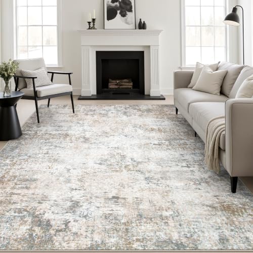 6x9 Area Rug Living Room: Modern Washable Indoor Soft Carpet Brown