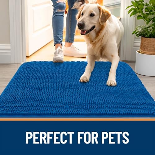 OLANLY Dog Door Mat for Muddy Paws 70x46, Super Absorbent Chenille Mud Mat