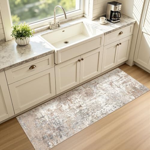 LOONGRUG Runner Rug 2x6 Washable Non-Slip Kitchen Neutral Modern Rug