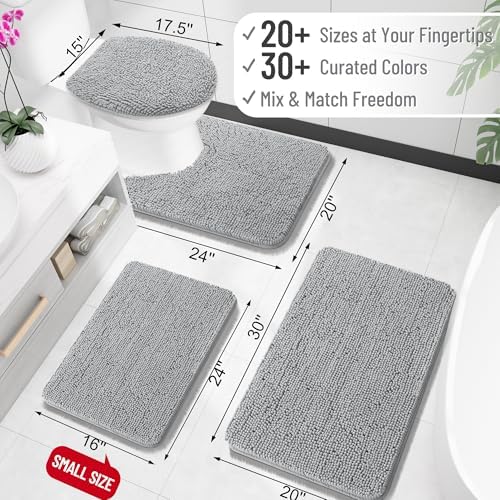 OLANLY Small Bathroom Rugs 30x18, Extra Soft Absorbent Chenille Bath Rugs
