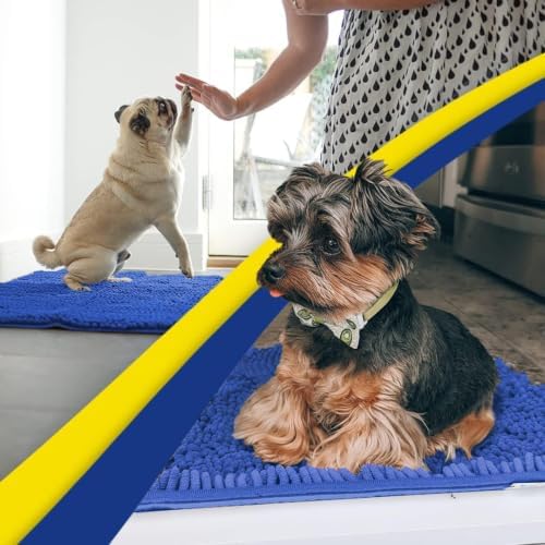 Muddy Mat® | Super Water Absorbent Door Mat Indoor, Microfiber Quick Dry Chenille Entryway Rug, Slip Resistant Front Door Mat, Indoor Mats for Entryway, Machine Washable Pet Rug, Periwinkle 19" x 30"