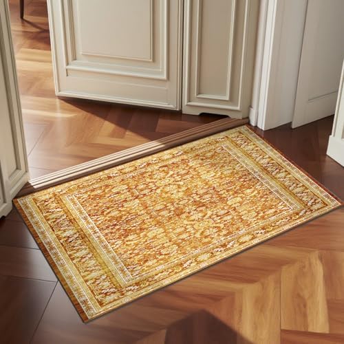 OPPODREAM Vintage Orange Area Rugs 2x3, Washable Rug for Living Room
