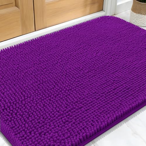 OLANLY Dog Door Mat for Muddy Paws 34x21, Super Absorbent Chenille Mud Mat