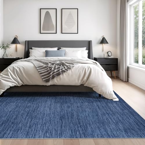 Valenrug 8x10 Area Rugs for Living Room, Large Washable Rug Non Slip Navy