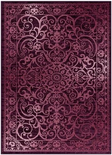 Maples Rugs Pelham Vintage Medallion Area Rugs, 3'4 x 5', Wineberry