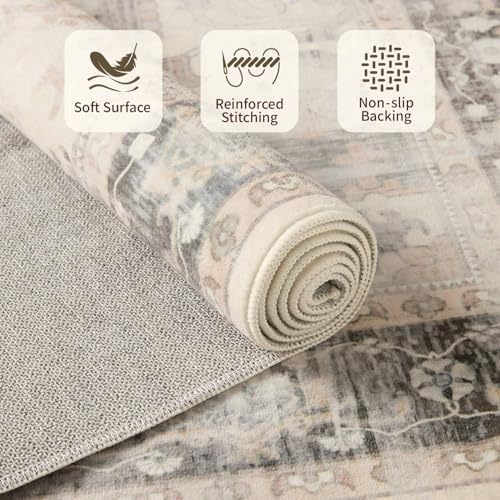Rugxara 5X7 Washable Area Rug for Living Room,Brown