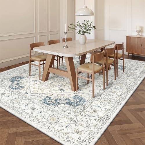 9x12 Washable Area Rug for Living Room,Vintage Non Slip Low Pile Carpet