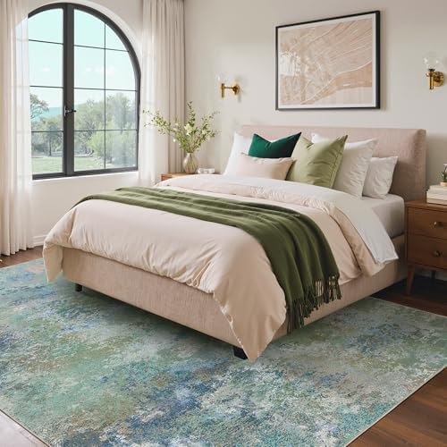 BEIMO 7'6"x9'6" Area Rugs for Bedroom, Blue Green Washable Abstract Rug