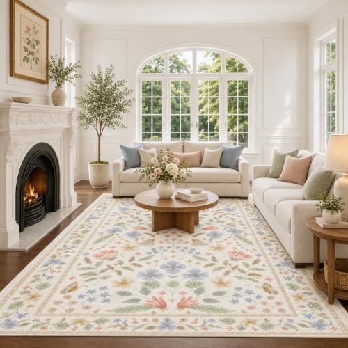 9x12 Washable Area Rug Vintage Soft Non Slip Living Room Bedroom
