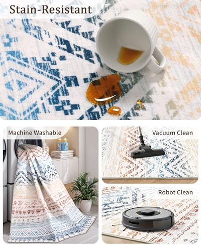 Miukiki 6x9 Area Rug Washable Non Slip Rug for Living Room Multi