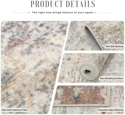 Area Rug Living Room: 6x6 Modern Washable Indoor Soft Carpet Taupe