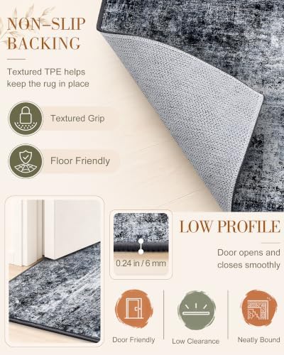 OLANLY 9x12 Washable Area Rug, Soft Non Slip Carpet for Bedroom Living Room